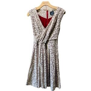 Anthropology Maeve Cream Lace Dress Wrap Fit and Flare Stretch Size Small